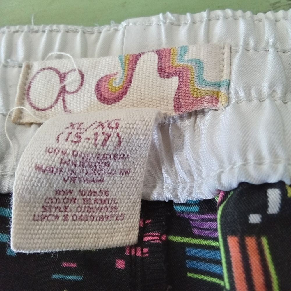 OP Black Neon Aztec Print Women’s Shorts with White Waistband - Picture 4 of 7